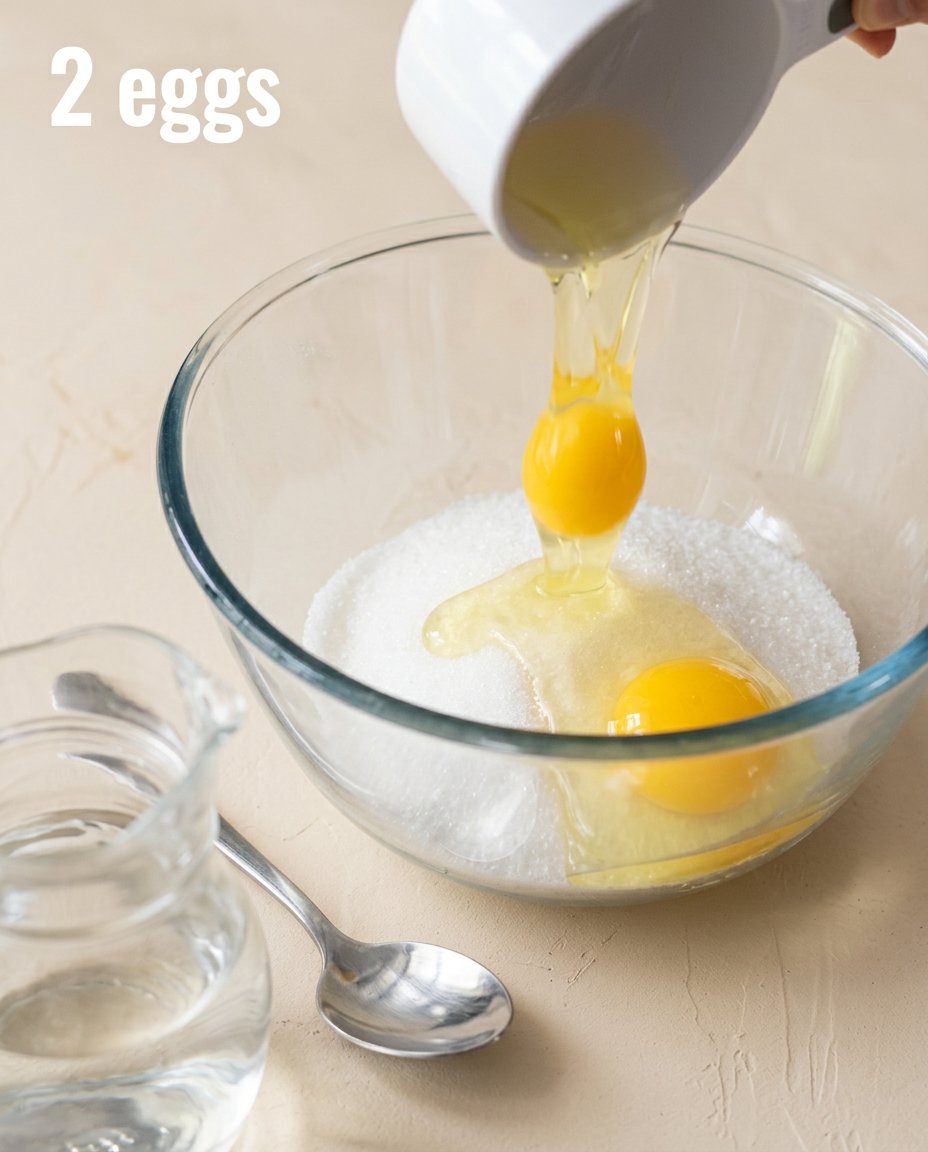 Baking ingredients for a Chocolate Rosette Cake arranged on a bright marble countertop.