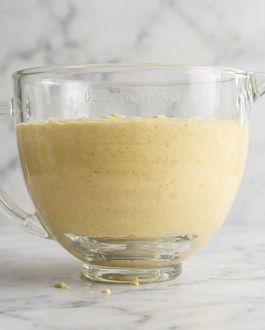 Fresh ingredients for making a Classic Pound Cake arranged on a kitchen counter