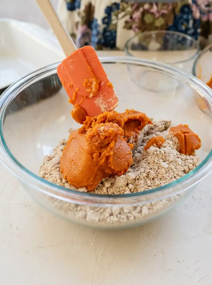 A can of pumpkin puree next to a box of spice cake mix for Two Ingredient Pumpkin Spice Cake.