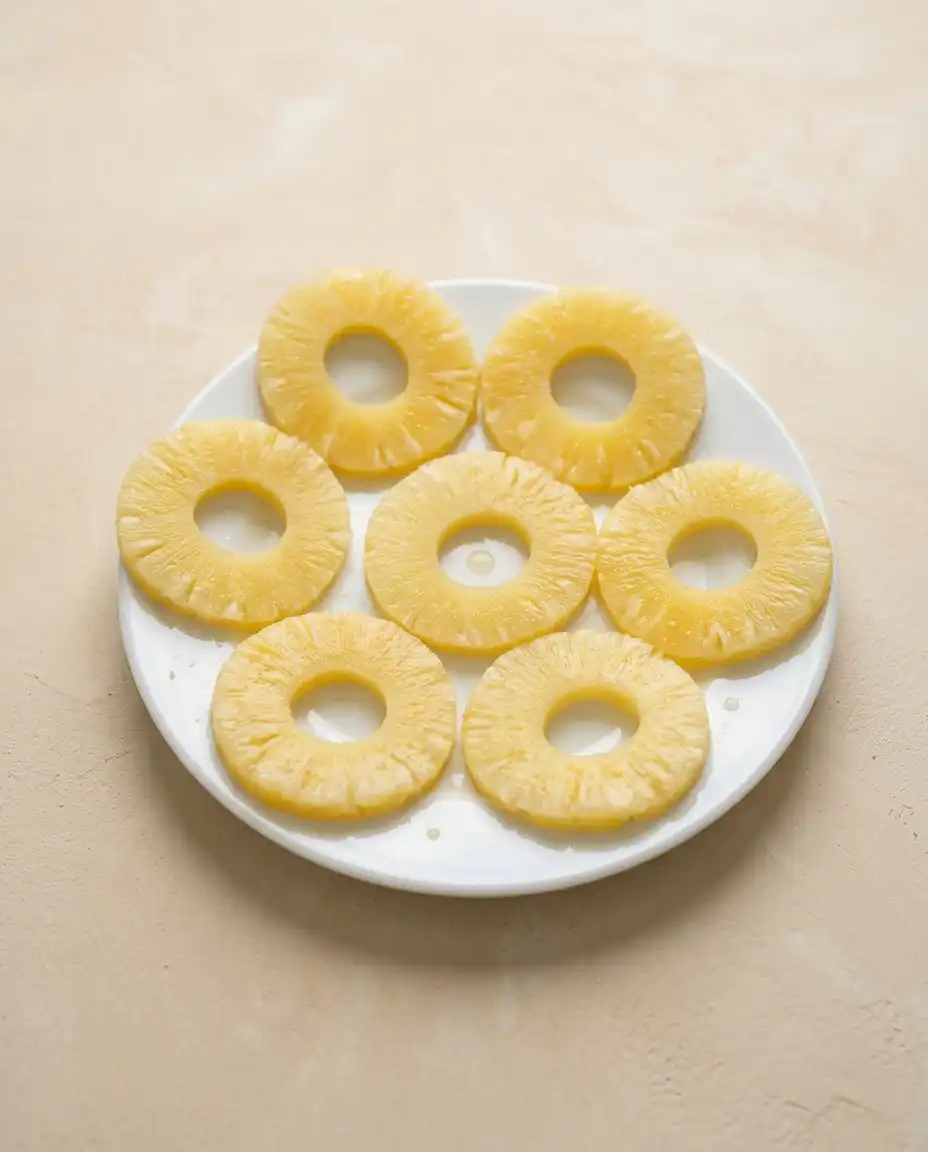Pantry ingredients laid out including canned pineapple rings for Classic Pineapple Upside Down Cake.