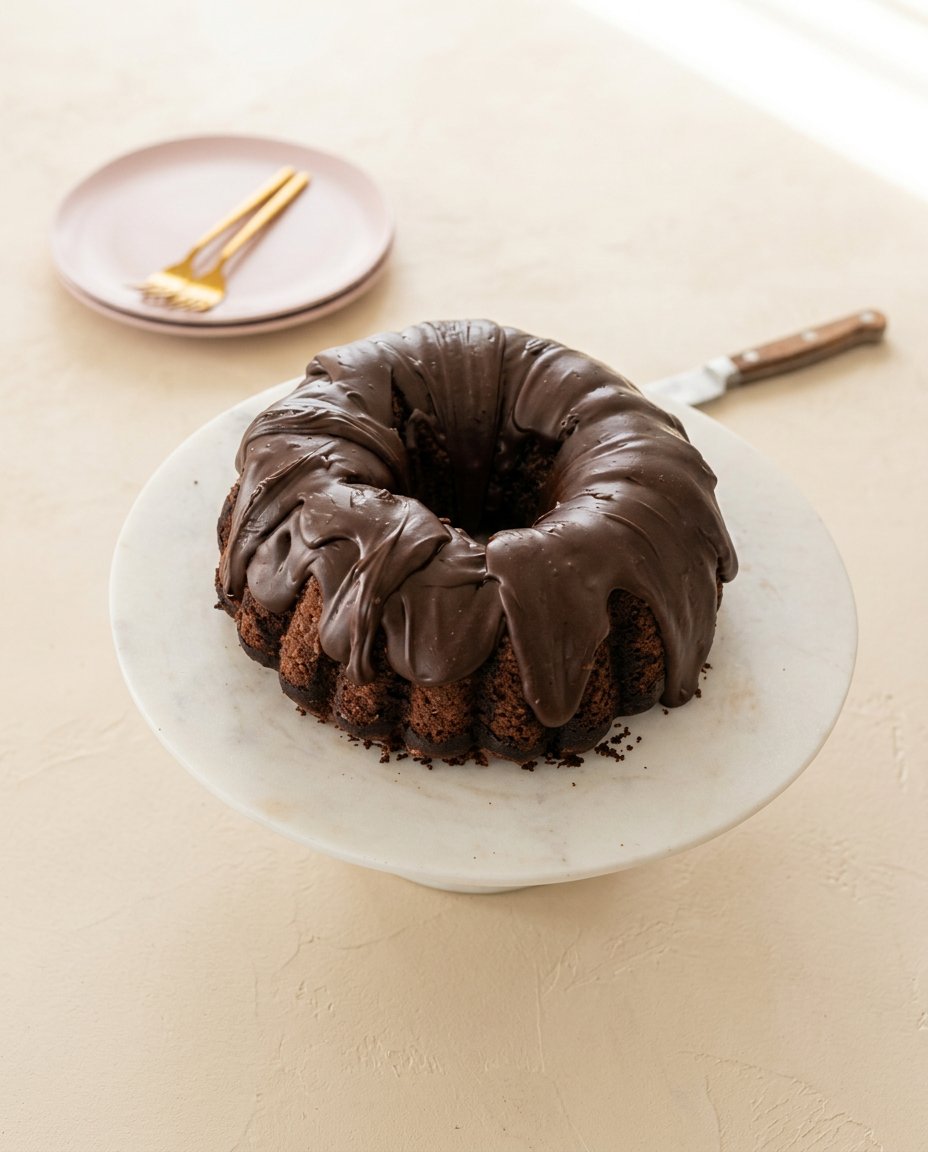 A plated slice of Double Chocolate Zucchini Cake served with fresh whipped cream