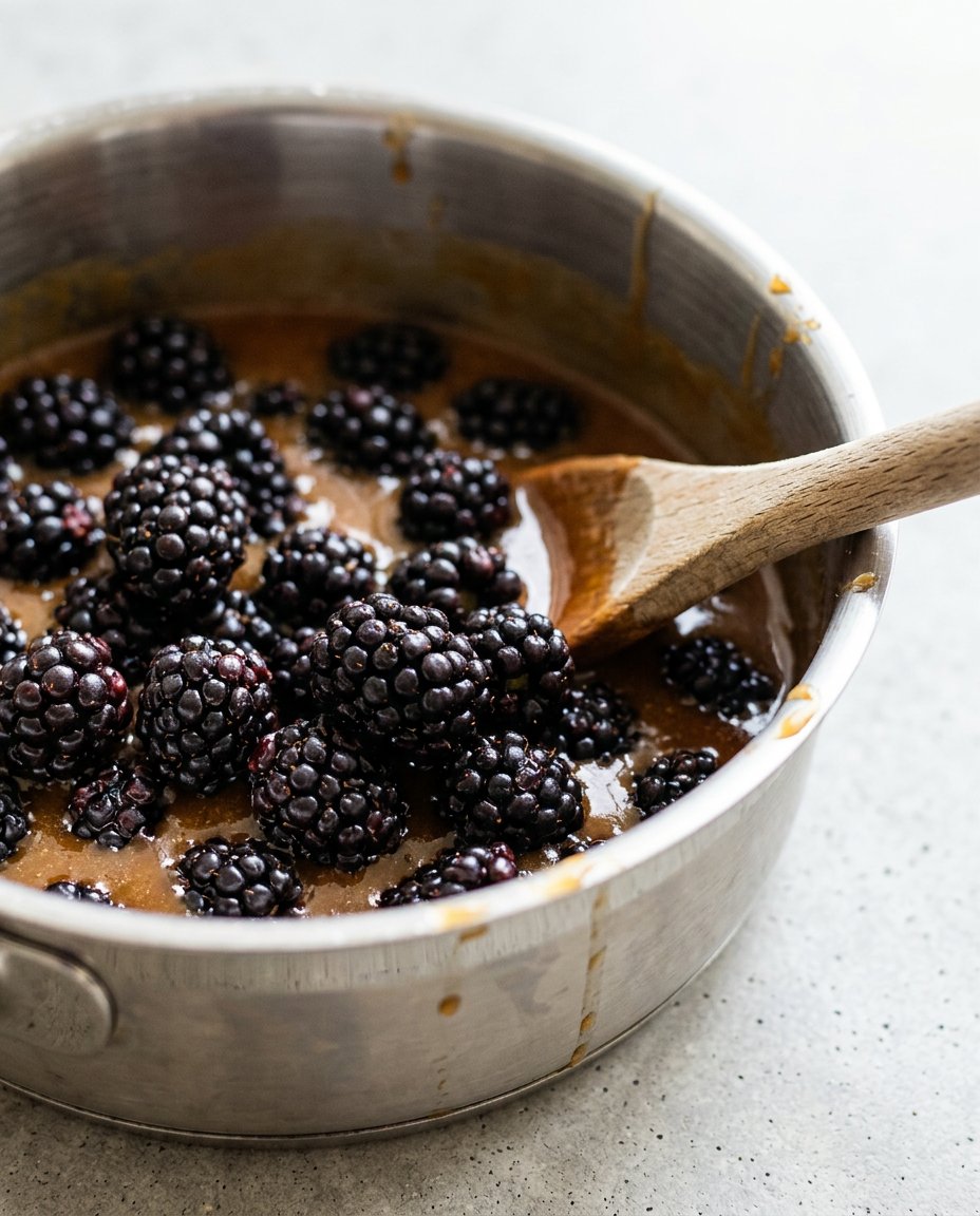 Pantry ingredients arranged on a table for making a blackberry upside down cake.