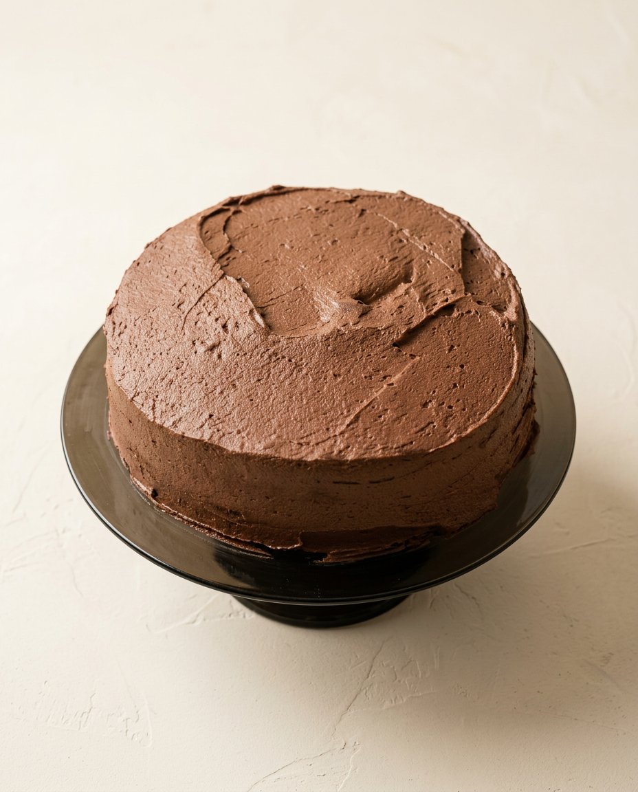 A delicious slice of Chocolate Rosette Cake served with fresh raspberries on a vintage dessert plate.