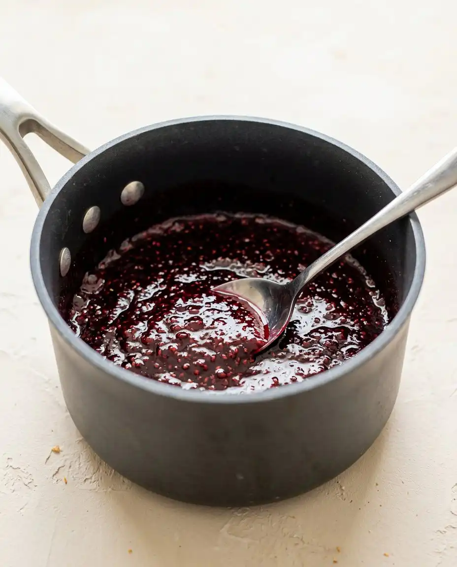 A sharp knife slicing through a moist Blackberry Pound Cake to reveal the tender crumb.