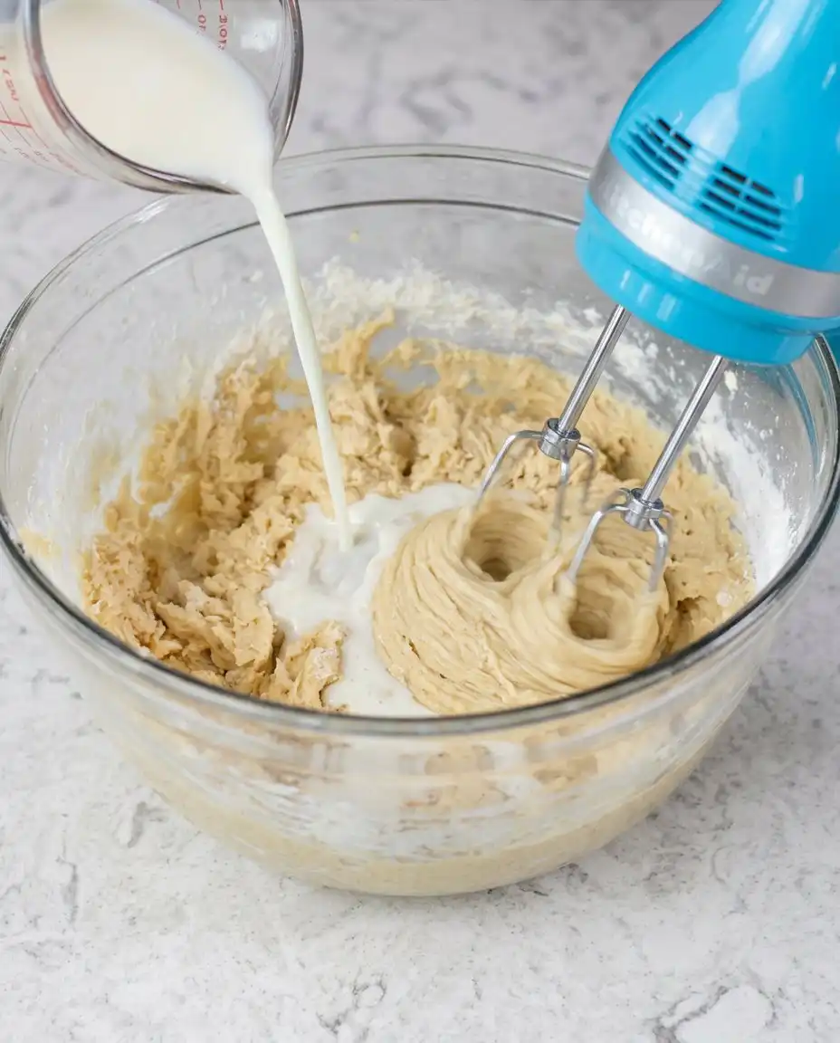 Slicing a piece of Classic Streusel Coffee Cake showing the cinnamon swirl inside