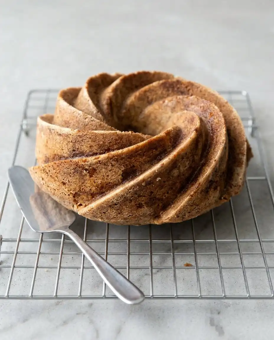 Spiced Pear Cake 16 A single slice of warm spiced pear cake served on a plate with a dollop of whipped cream