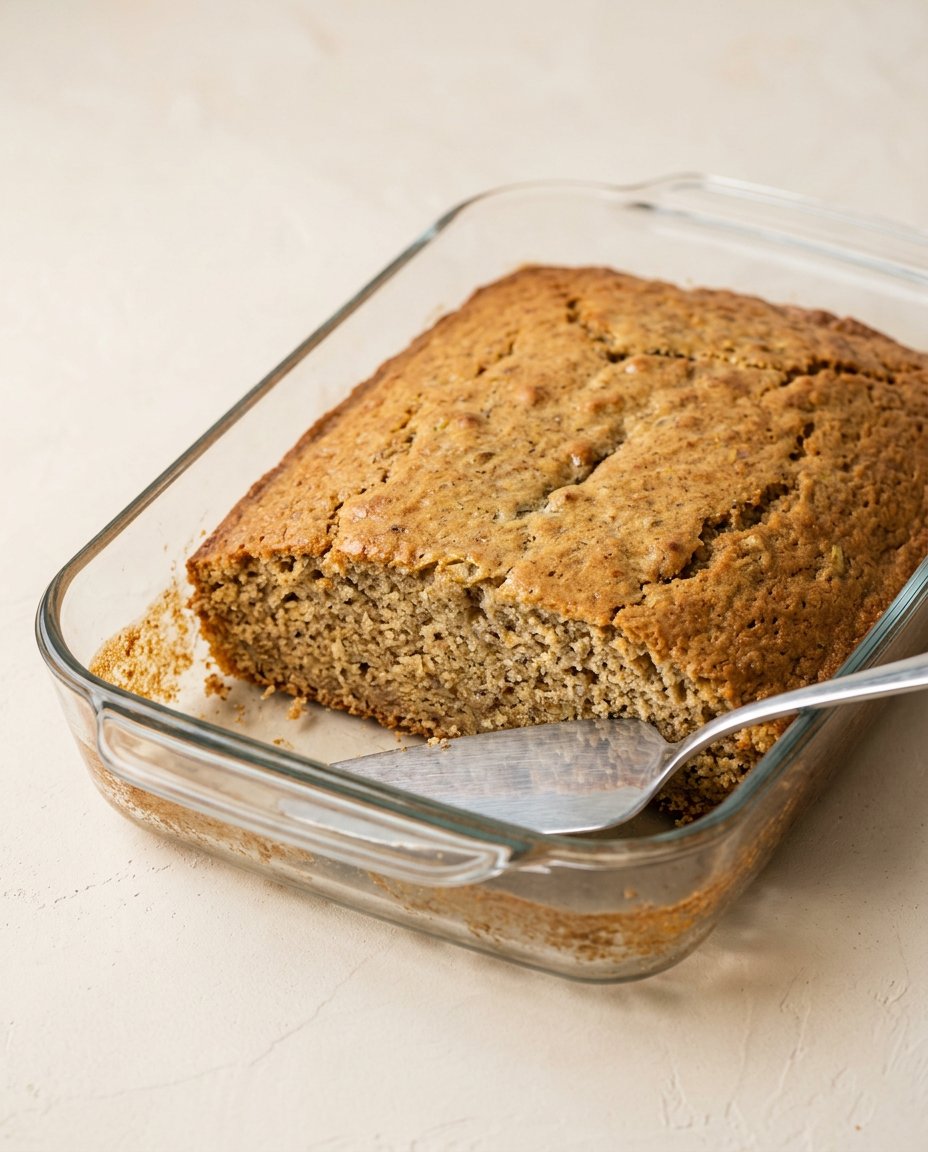 Cake Mix Banana Bread 14 Yellow cake mix box, ripe speckled bananas, fresh eggs, and melted butter arranged on a kitchen counter for cake mix banana bread.